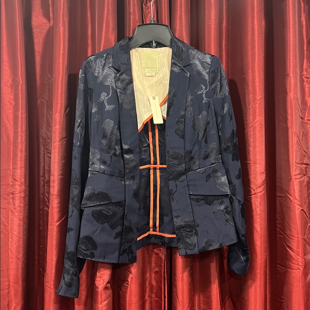 NEW Elevenses Navy Floral Blazer Anthropologie NWT